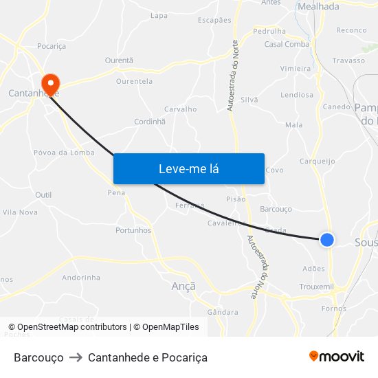 Barcouço to Cantanhede e Pocariça map