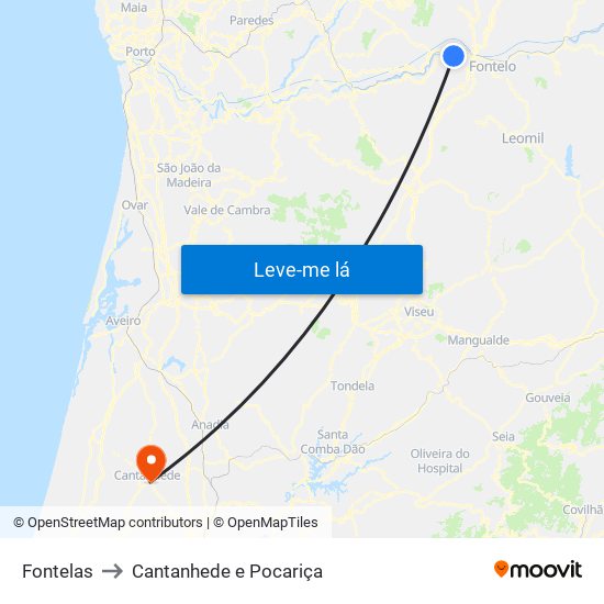 Fontelas to Cantanhede e Pocariça map