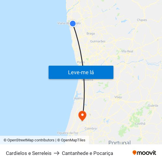 Cardielos e Serreleis to Cantanhede e Pocariça map