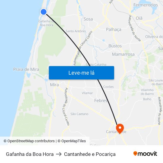 Gafanha da Boa Hora to Cantanhede e Pocariça map