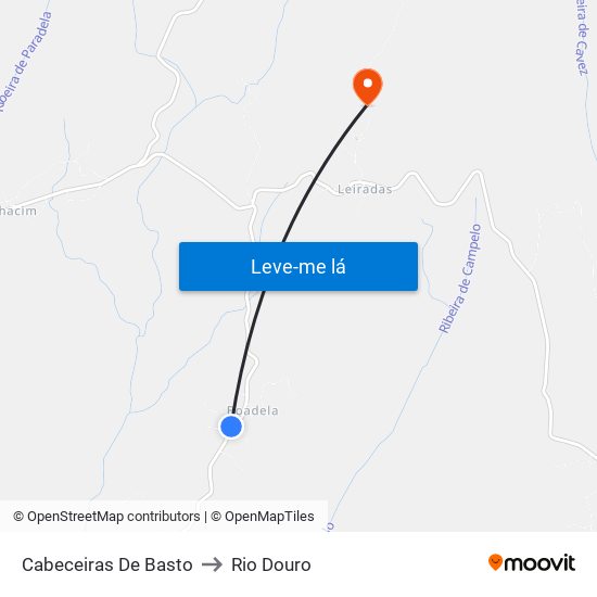 Cabeceiras De Basto to Rio Douro map