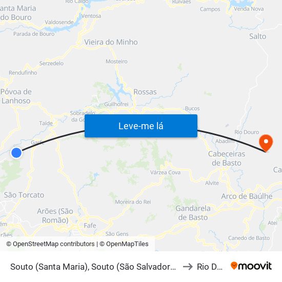 Souto (Santa Maria), Souto (São Salvador) e Gondomar to Rio Douro map