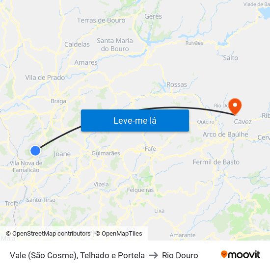 Vale (São Cosme), Telhado e Portela to Rio Douro map