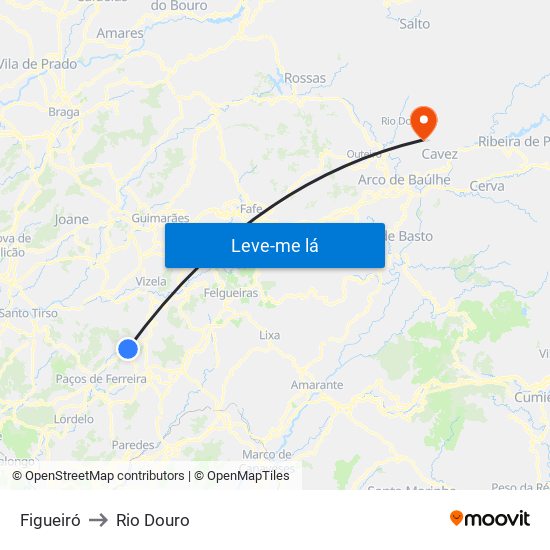 Figueiró to Rio Douro map