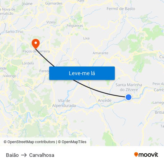 Baião to Carvalhosa map