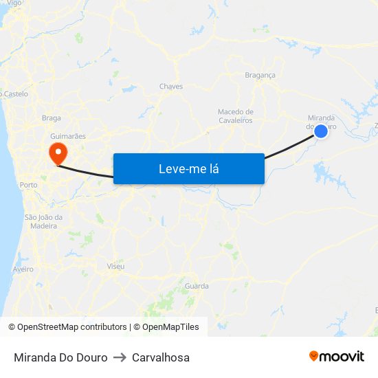 Miranda Do Douro to Carvalhosa map