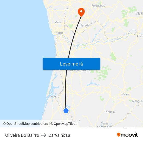 Oliveira Do Bairro to Carvalhosa map