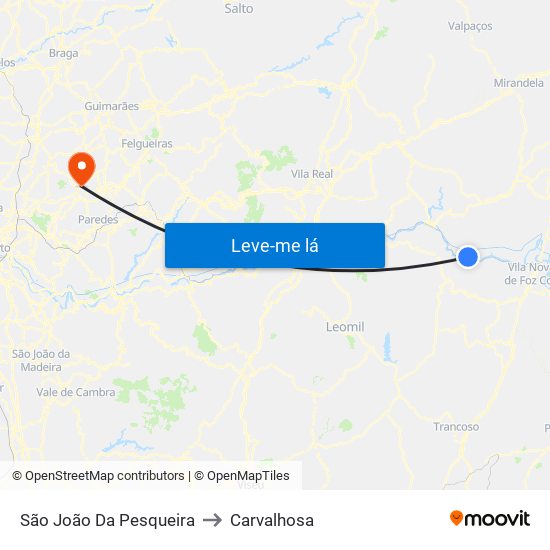 São João Da Pesqueira to Carvalhosa map