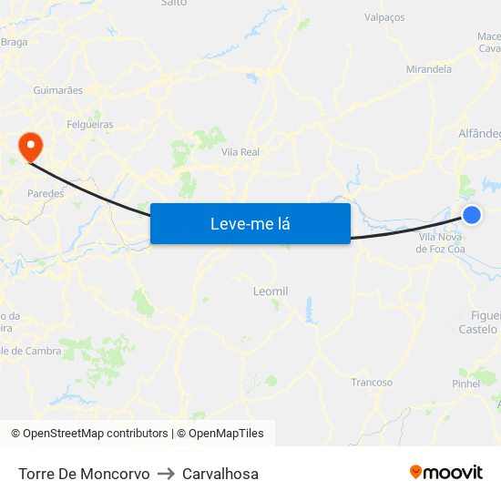 Torre De Moncorvo to Carvalhosa map