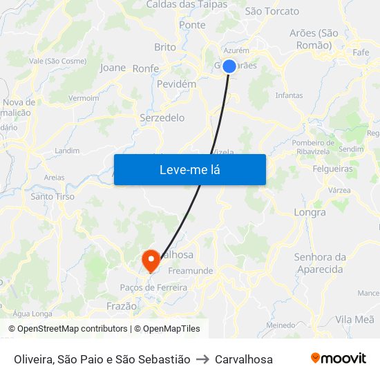 Oliveira, São Paio e São Sebastião to Carvalhosa map
