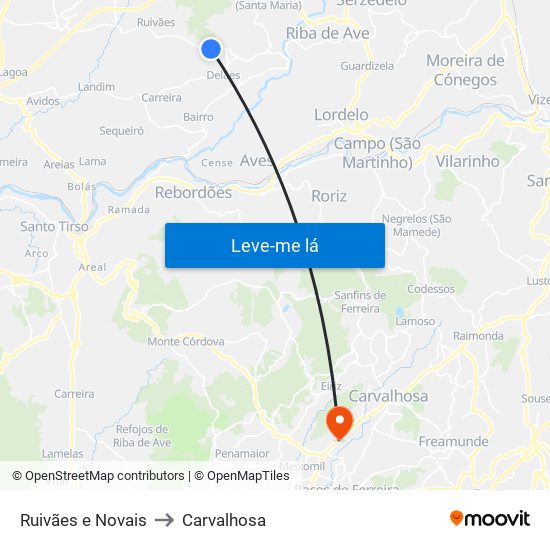 Ruivães e Novais to Carvalhosa map