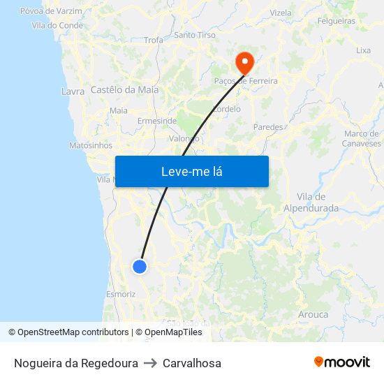 Nogueira da Regedoura to Carvalhosa map