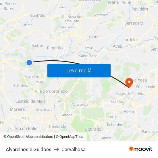 Alvarelhos e Guidões to Carvalhosa map