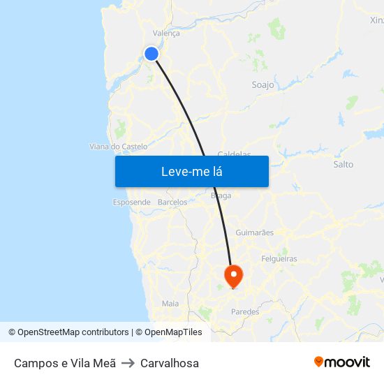 Campos e Vila Meã to Carvalhosa map