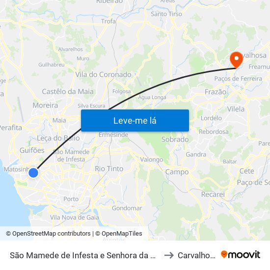 São Mamede de Infesta e Senhora da Hora to Carvalhosa map
