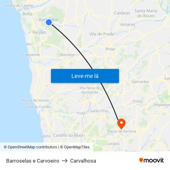 Barroselas e Carvoeiro to Carvalhosa map