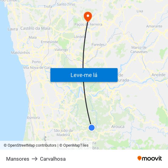 Mansores to Carvalhosa map