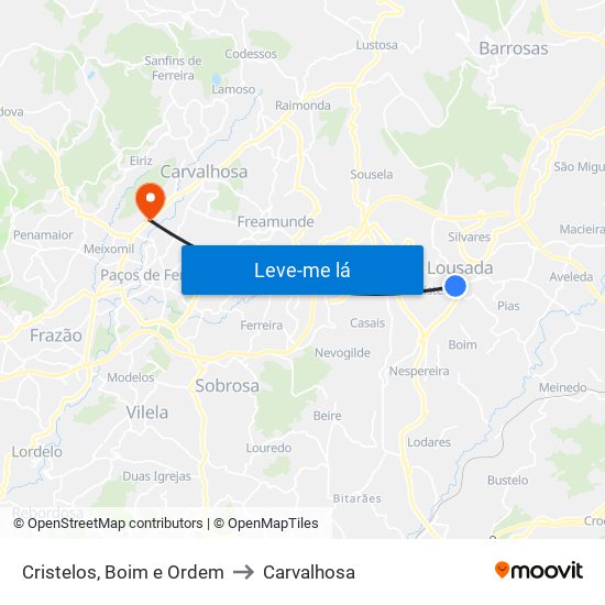 Cristelos, Boim e Ordem to Carvalhosa map