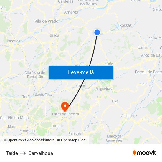 Taíde to Carvalhosa map