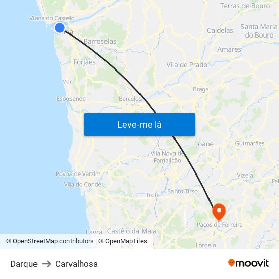 Darque to Carvalhosa map