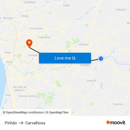 Pinhão to Carvalhosa map