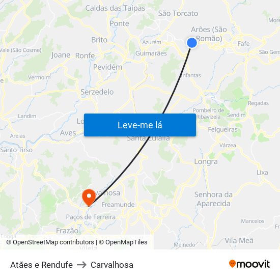 Atães e Rendufe to Carvalhosa map
