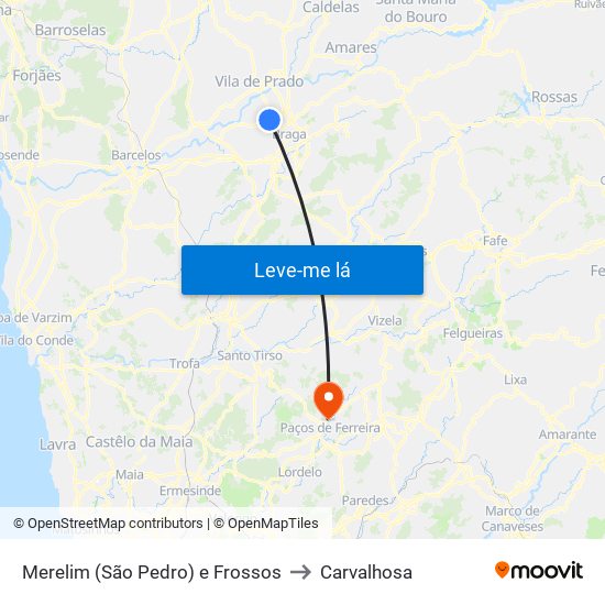 Merelim (São Pedro) e Frossos to Carvalhosa map