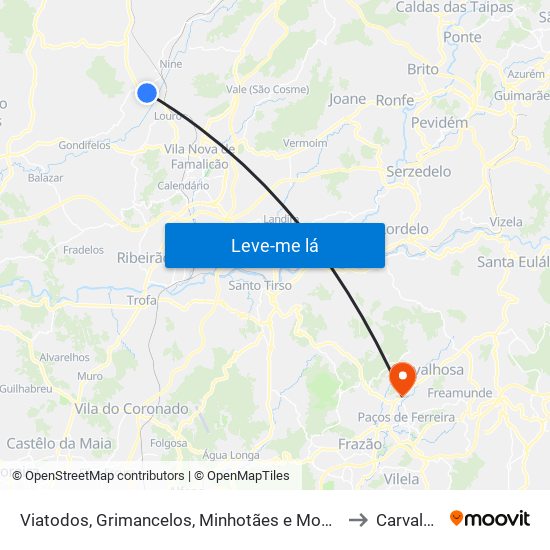 Viatodos, Grimancelos, Minhotães e Monte de Fralães to Carvalhosa map