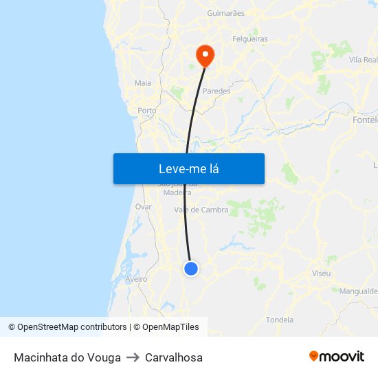 Macinhata do Vouga to Carvalhosa map