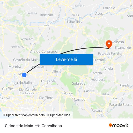 Cidade da Maia to Carvalhosa map