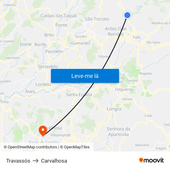 Travassós to Carvalhosa map