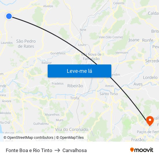 Fonte Boa e Rio Tinto to Carvalhosa map