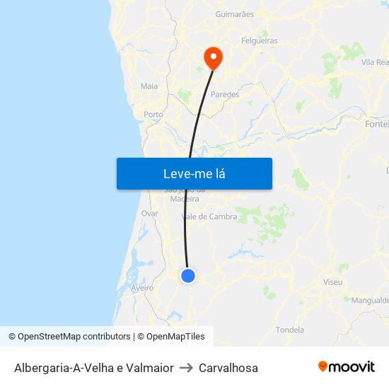 Albergaria-A-Velha e Valmaior to Carvalhosa map