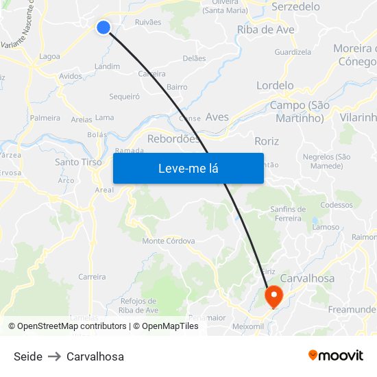 Seide to Carvalhosa map