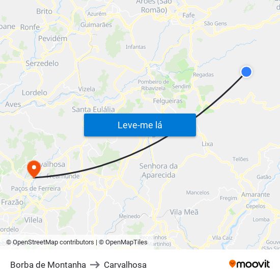 Borba de Montanha to Carvalhosa map