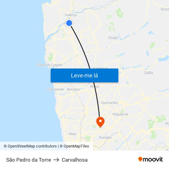 São Pedro da Torre to Carvalhosa map