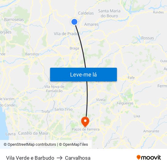 Vila Verde e Barbudo to Carvalhosa map