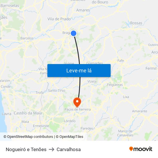 Nogueiró e Tenões to Carvalhosa map