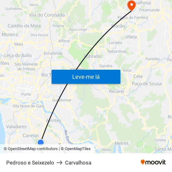 Pedroso e Seixezelo to Carvalhosa map