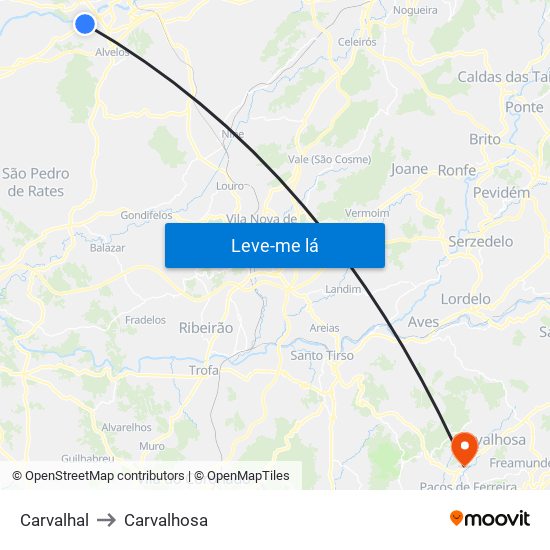Carvalhal to Carvalhosa map