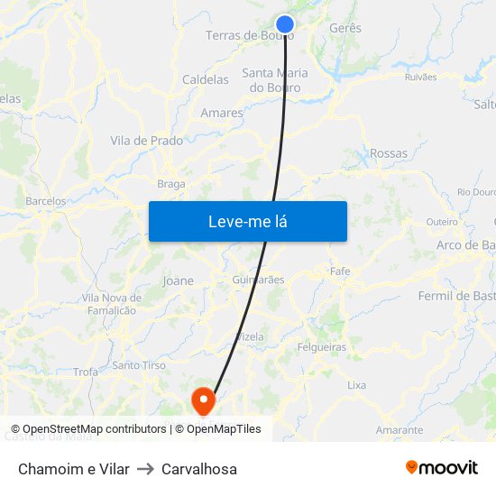 Chamoim e Vilar to Carvalhosa map