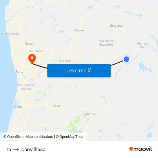 Tó to Carvalhosa map