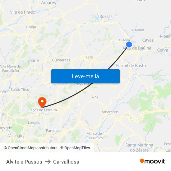 Alvite e Passos to Carvalhosa map