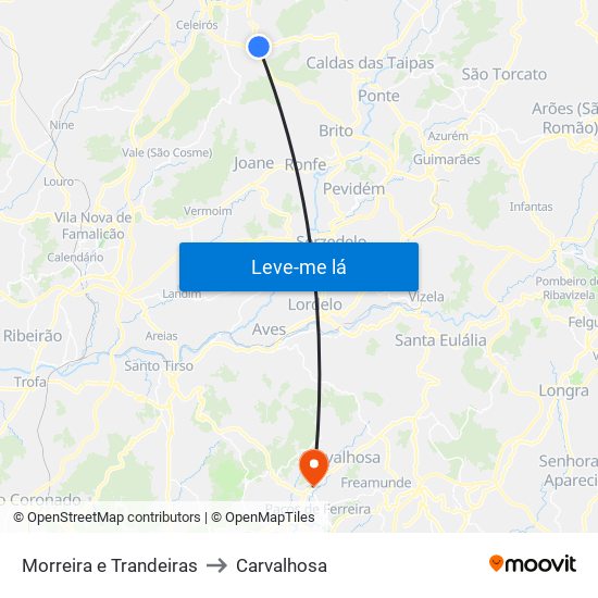 Morreira e Trandeiras to Carvalhosa map