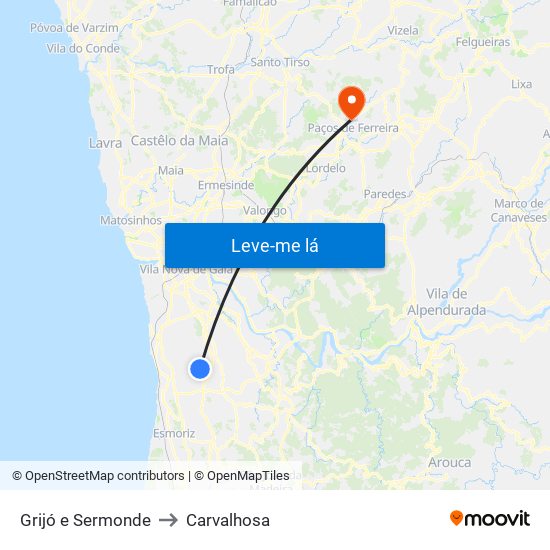 Grijó e Sermonde to Carvalhosa map