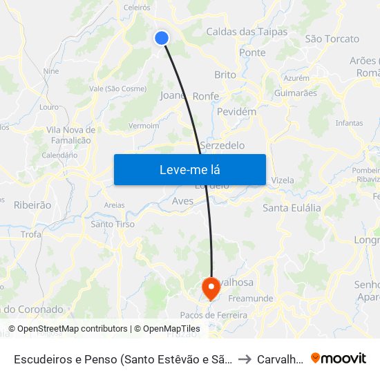 Escudeiros e Penso (Santo Estêvão e São Vicente) to Carvalhosa map