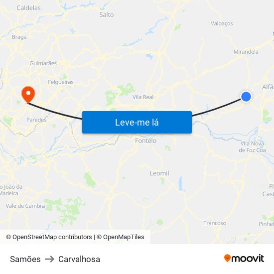Samões to Carvalhosa map