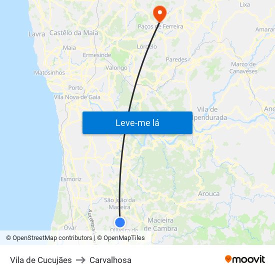 Vila de Cucujães to Carvalhosa map