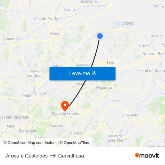Arosa e Castelões to Carvalhosa map
