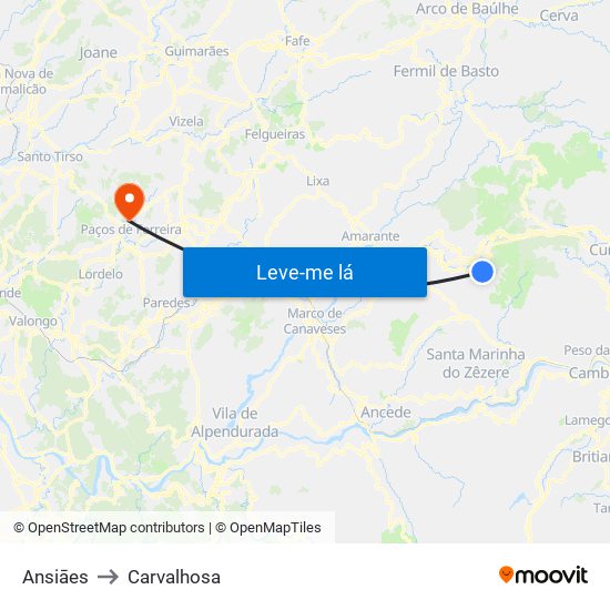 Ansiāes to Carvalhosa map